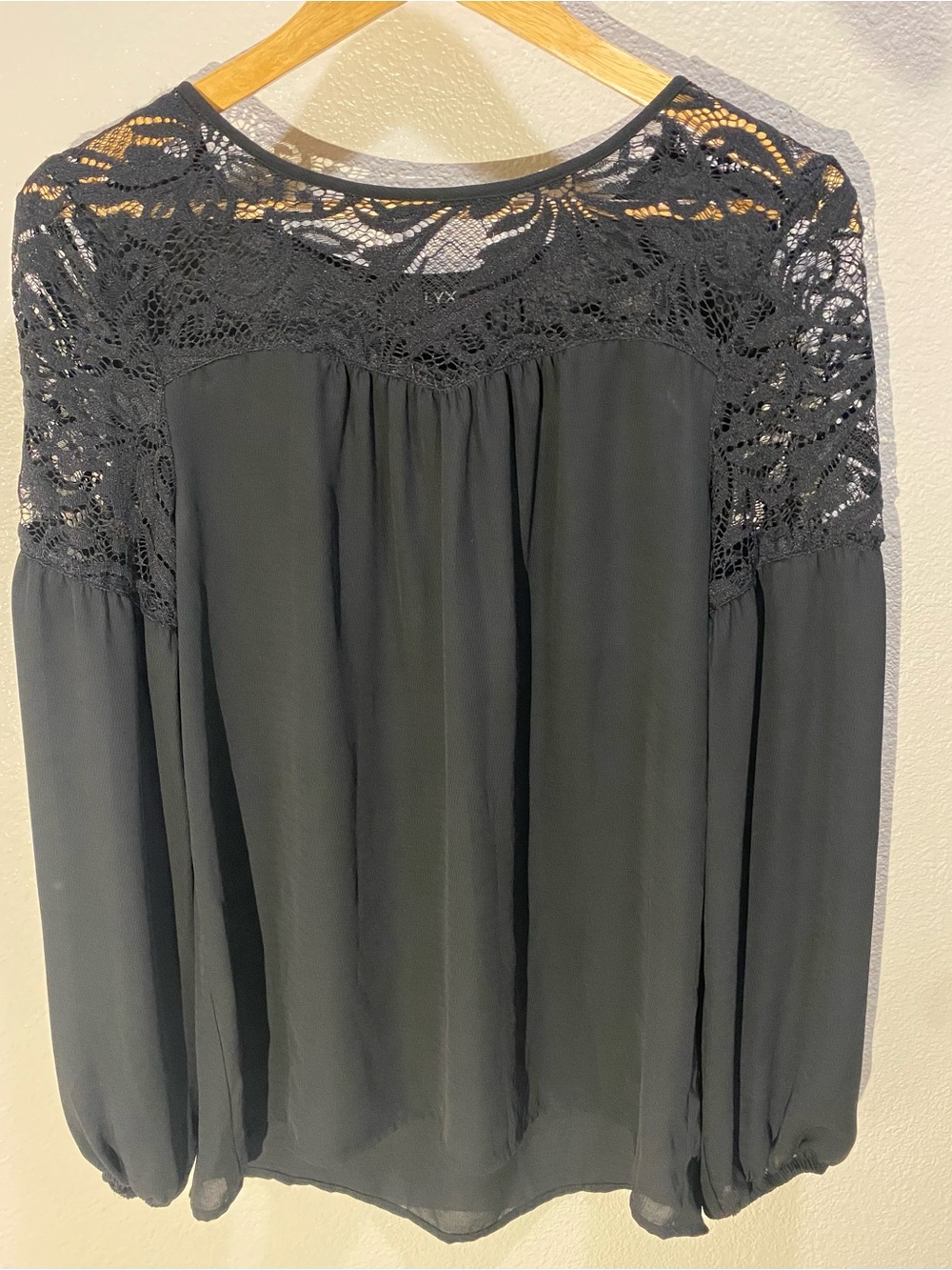 Alyx Black Lace Yoke Long-Sleeve Blouse